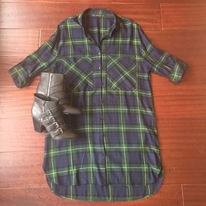 Zara Plaid Flannel Shirtdress